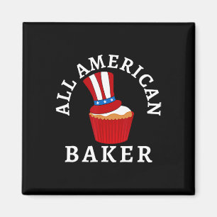 All American Byker Patriotic 4:e juli USA Cupca Magnet