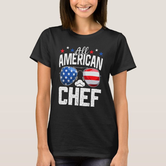 All American Chef 4th Of July American Flag T Shirt (Framsida)