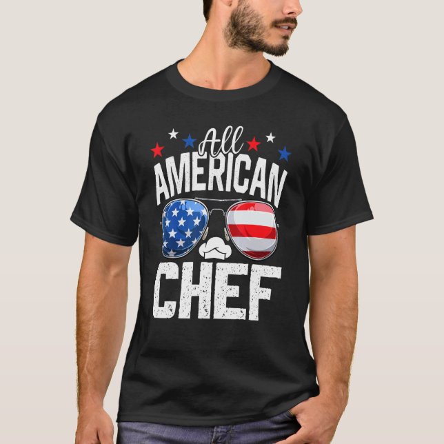 All American Chef 4th Of July American Flag T Shirt (Framsida)