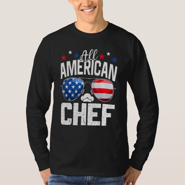 All American Chef 4th Of July American Flag T Shirt (Framsida)