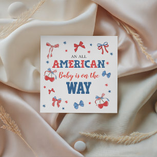 All American Cherry Bows Baby Shower Servetter