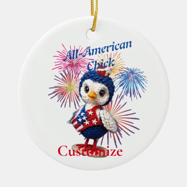 All-American Chick Thunder_Cove Julgransprydnad Keramik (Framsidan)