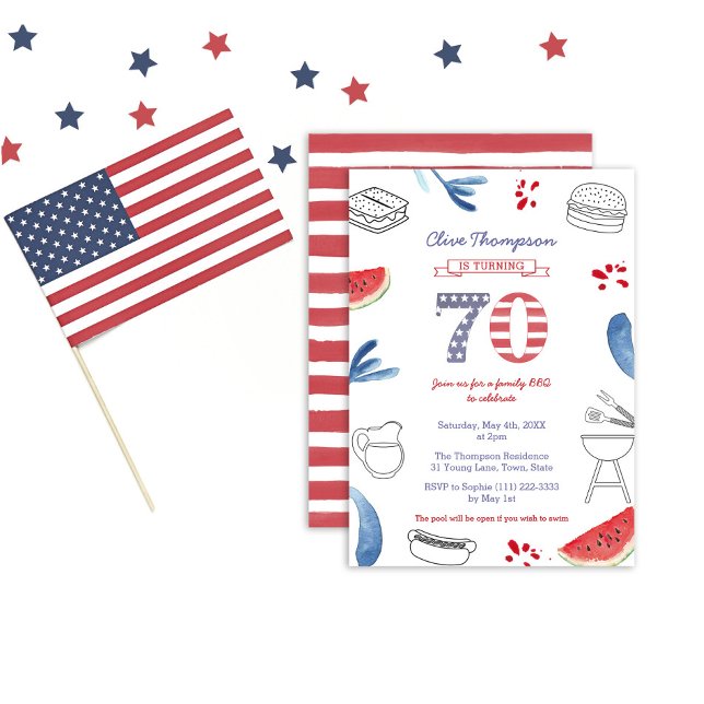 All-American Cookout Grill 70:e Födelsedagsfesten Inbjudningar (Skapare uppladdad)