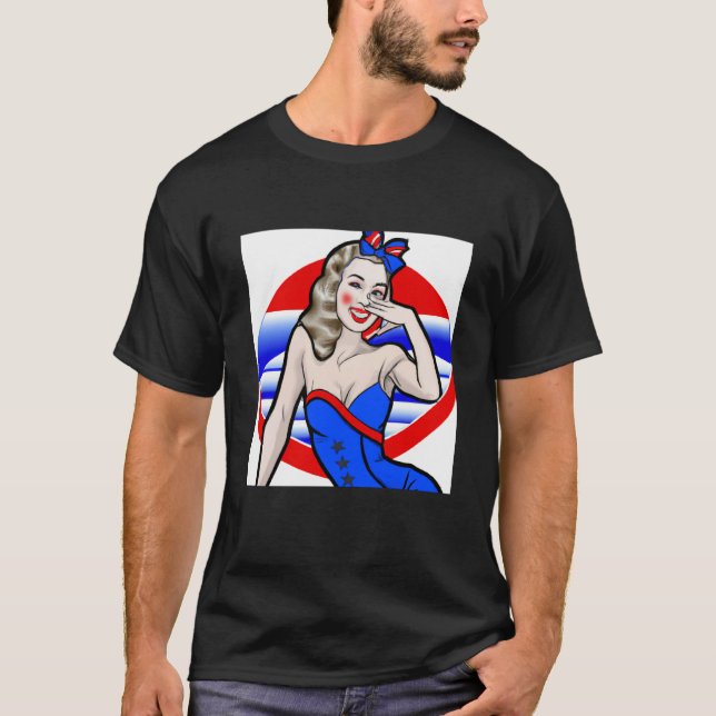 All American Cutie Independence day July 4 Patriot T Shirt (Framsida)