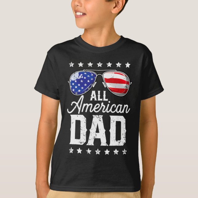 All American Dad 4 juli Fars dag Singlar  T Shirt (Framsida)