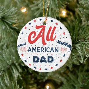 All American Dad Badge-ornament Julgransprydnad Keramik