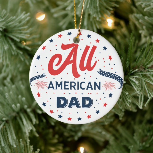 All American Dad Badge-ornament Julgransprydnad Keramik (Träd)