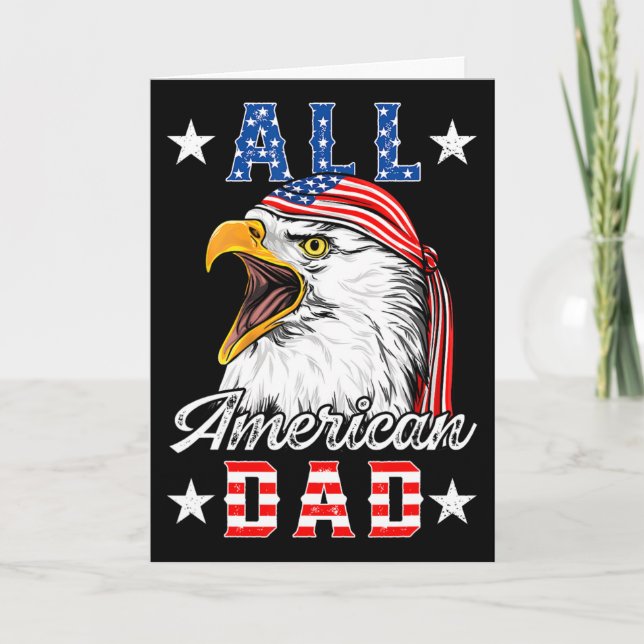 All American Dad Eagle 4 juli Faders Dag Män Kort (Framsida)