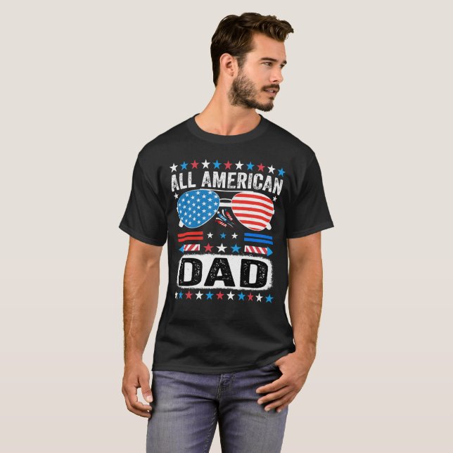 All American Dad Patriotic Father USA T-Shirt (Hel framsida)