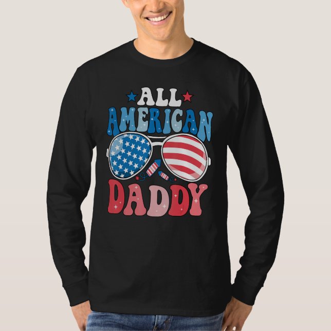 All American Daddy Sunglasses 4th of July Family M T Shirt (Framsida)