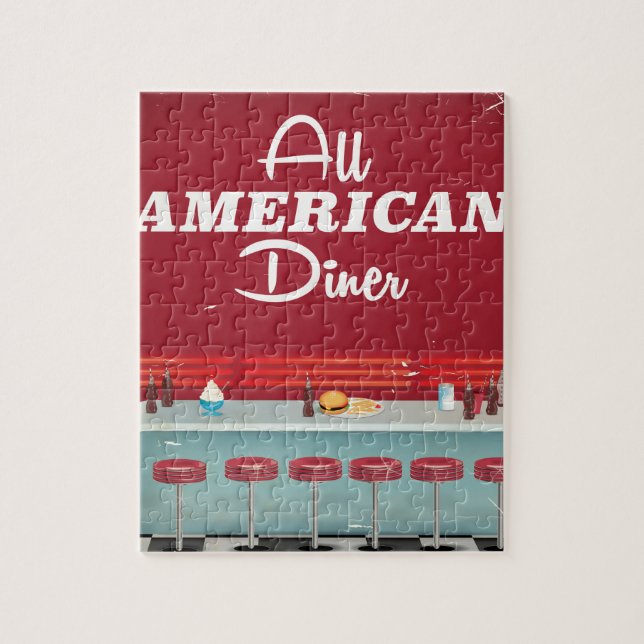 All American Diner Retro Affisch Pussel (Vertikal)