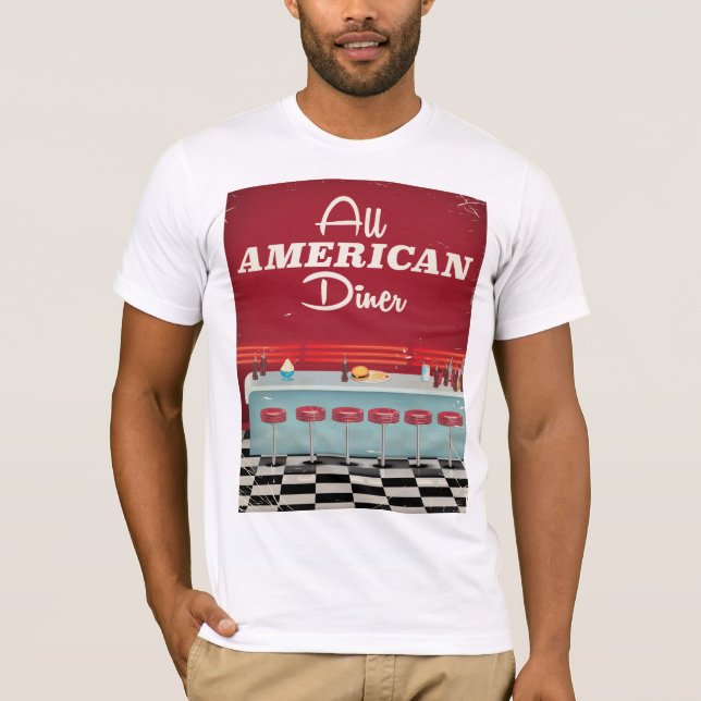 All American Diner Retro Affisch T Shirt (Framsida)