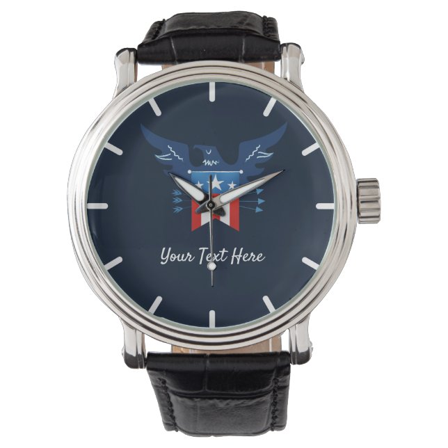 All American Eagle & Flagga Patriotic Armbandsur (Framsida)