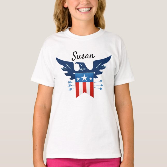 All American Eagle & Flagga Patriotic T Shirt (Framsida)