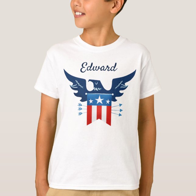 All American Eagle & Flagga Patriotic T Shirt (Framsida)