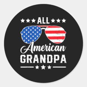 All American Farfar 4:e Juli Patriotisk Usa Matta Runt Klistermärke