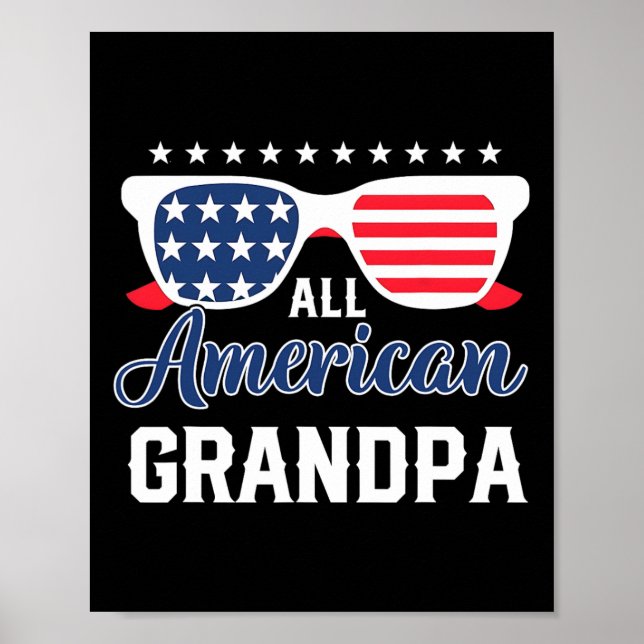 All American Farfar 4:e Juli USA Solglasögon Mäns  Poster (Framsidan)