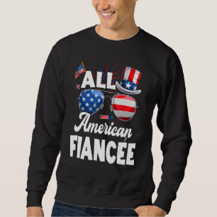 All American Fiancee Amerikanska Flagg Solglasögon Lång Ärmad Tröja