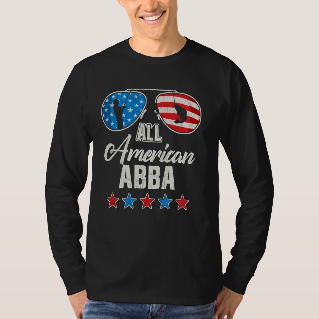 All American Fishing Abba 4:e juli US Flagga Sung T Shirt (Framsida)