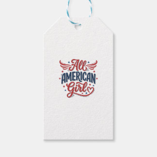 All American Flicka Patriotisk Vintage Vektor Desi Presentetikett