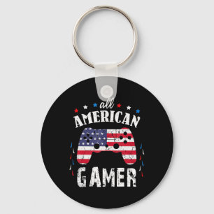 All American Gamer Patriotic Video Game 4:e Jul Nyckelring