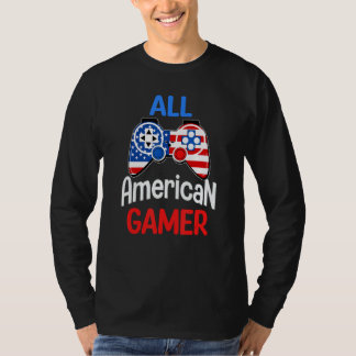 All American Gamer Patriotic Video Game 4th Of Jul T Shirt