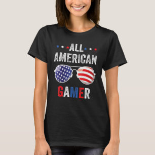 All American Gamer USA flagga 4:e juli Sunglass T Shirt