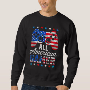 All American Gamer Video Game Flagga, amerikansk 4 Lång Ärmad Tröja