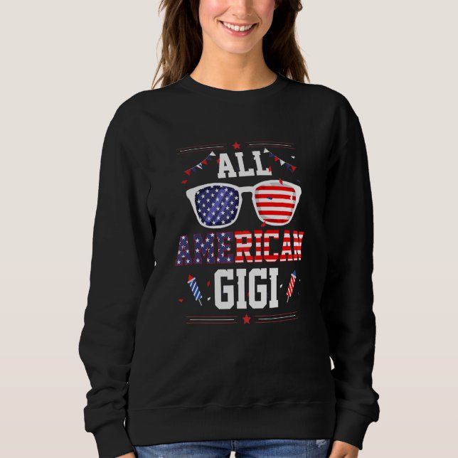 All American Gigi 4th of July US Flag Sunglasses F T Shirt (Framsida)