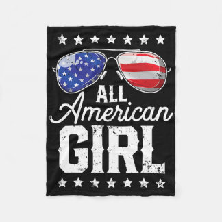All American Girl 4:e Juli Familj Matchande Solgla Fleecefilt