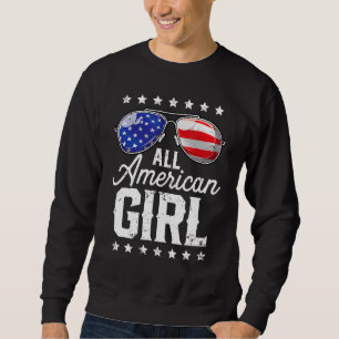 All American Girl 4:e juli Family Matching Sung Lång Ärmad Tröja