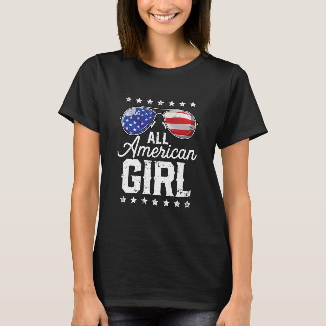 All American Girl 4:e juli Family Matching T Shirt (Framsida)