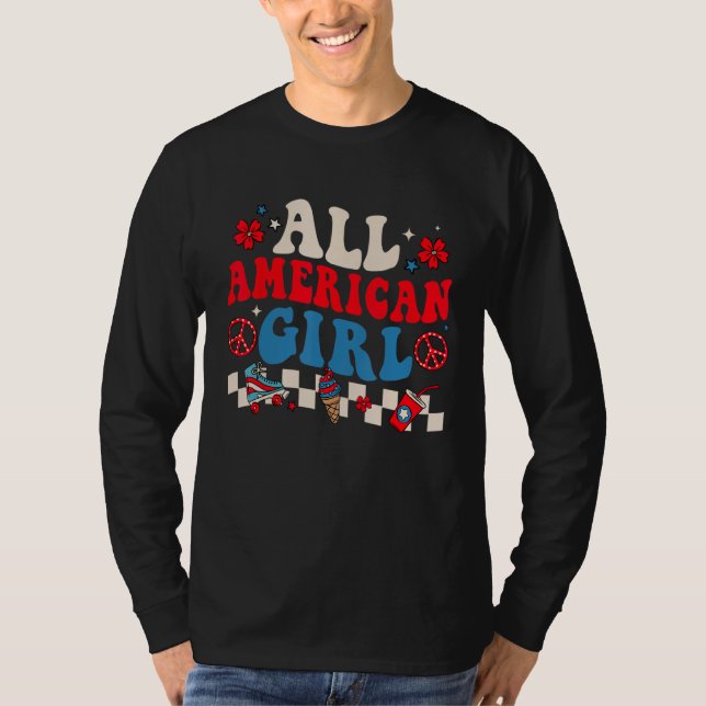 All American Girl 4th Of July Family Matching Retr T Shirt (Framsida)