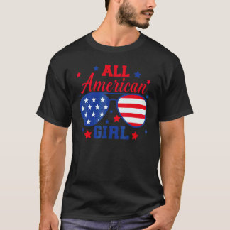 All American Girl 4th Of July Flickor Barn Solglas T Shirt