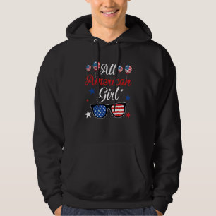 All American Girl American Flagga 4 juli Hoodie
