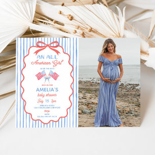 All American Girl Baby Shower Fotoinbjudan Inbjudningar
