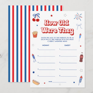 All American Girl Baby Shower Gissa Ålders Spelet Inbjudningar