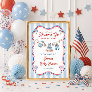 All American Girl Baby Shower Välkomstskylt Poster