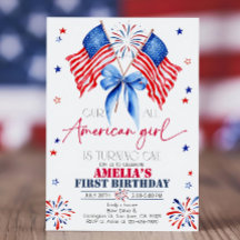 All American Girl Birthday-inbjudan 4 juli