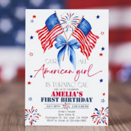 All American Girl Birthday-inbjudan 4 juli Inbjudningar