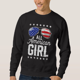 All American Girl Fjärde 4:e Juli Patriotisk Sol Lång Ärmad Tröja