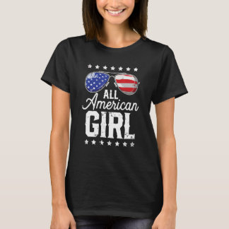 All American Girl Fjärde 4:e Juli Patriotisk Sol T Shirt