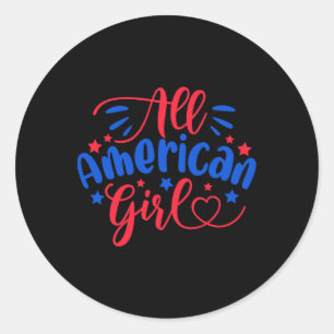 All American Girl Independence day 4 juli USA Fl Runt Klistermärke