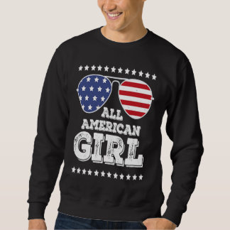 All American Girl Matching Family 4:e juli Girl Lång Ärmad Tröja