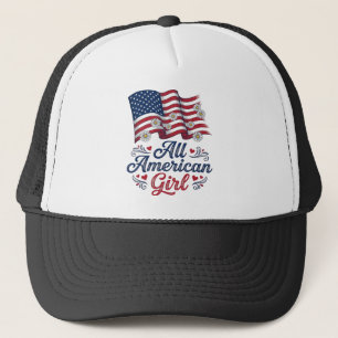 All American Girl Patriotisk Tusenskönas Flagg Shi Keps
