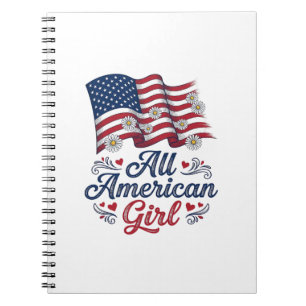 All American Girl Patriotisk Tusenskönor Flagga Tr Anteckningsbok