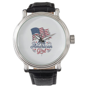 All American Girl Patriotisk Tusenskönor Flagga Tr Armbandsur