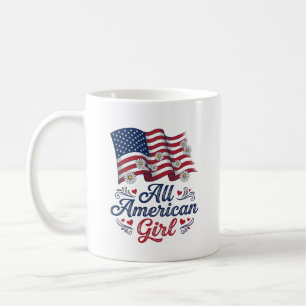 All American Girl Patriotisk Tusenskönor Flagga Tr Kaffemugg