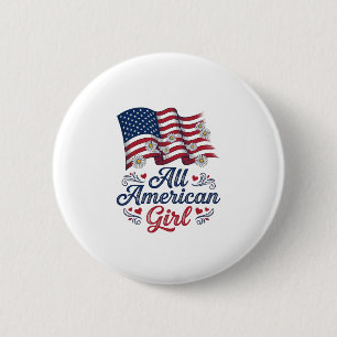 All American Girl Patriotisk Tusenskönor Flagga Tr Knapp