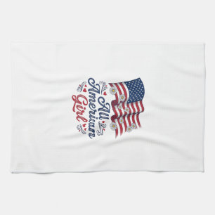 All American Girl Patriotisk Tusenskönor Flagga Tr Kökshandduk
